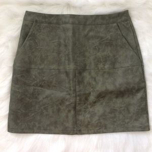 LF Mint Vanilla Faux Leather Army Green Skirt